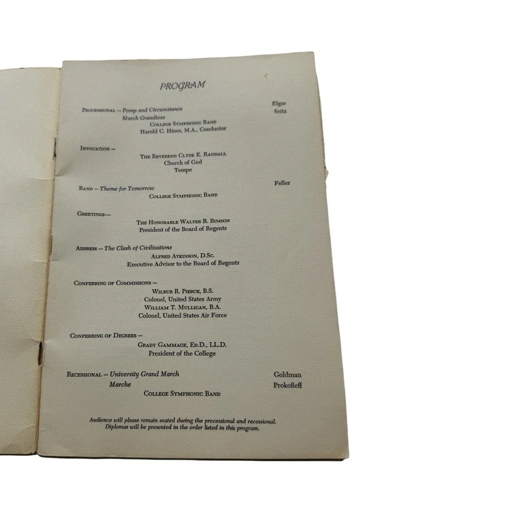 Vintage 1953 Arizona State College Tempe 67th Annual Commencement Program ASU